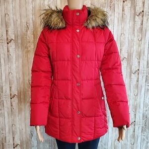 Tommy Hilfiger women's faux fur winter coat / jacket red size XS